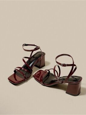 Veloura Luxury Burgundy Strappy Block Heel Sandals Peep Toe LaceUp Elegant Heels